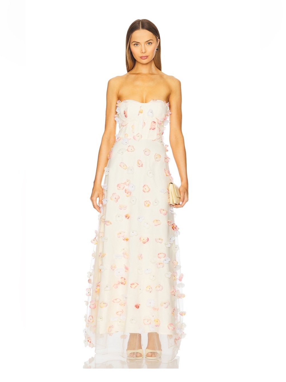 Elliatt Strapless Livia Maxi Dress with Floral Appliqués